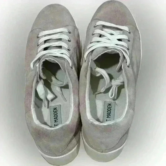 Steve Madden Palmer Platform Sneakers 9M Pink Cream Suede Y2K Soft Chunky - Picture 7 of 9